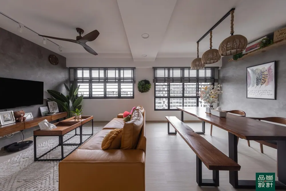 Living and dining in Fernvale Rivergrove 4-room — interior by Noble Interior Design