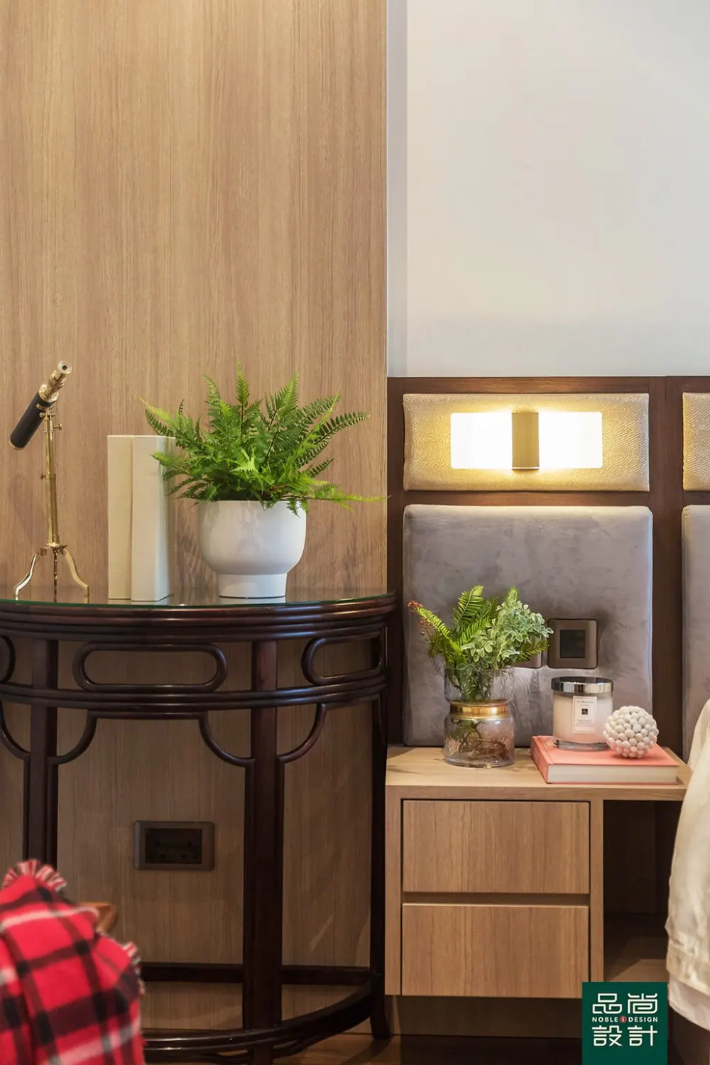 Master bedroom in Hillcrest Villa — interior by Noble Interior Design