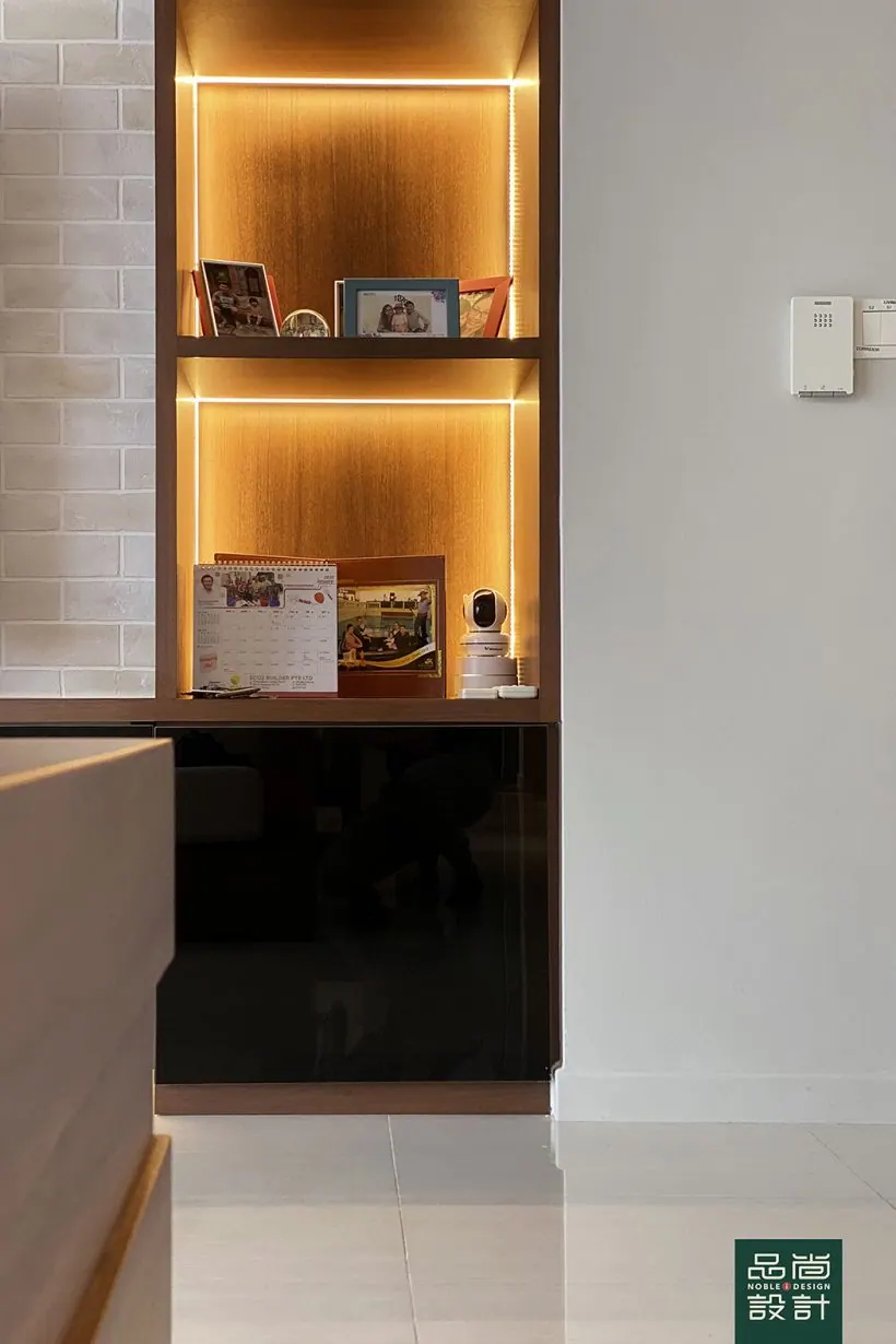 Feature wall in Boathouse Residences 2 Bedroom — interior by Noble Interior Design