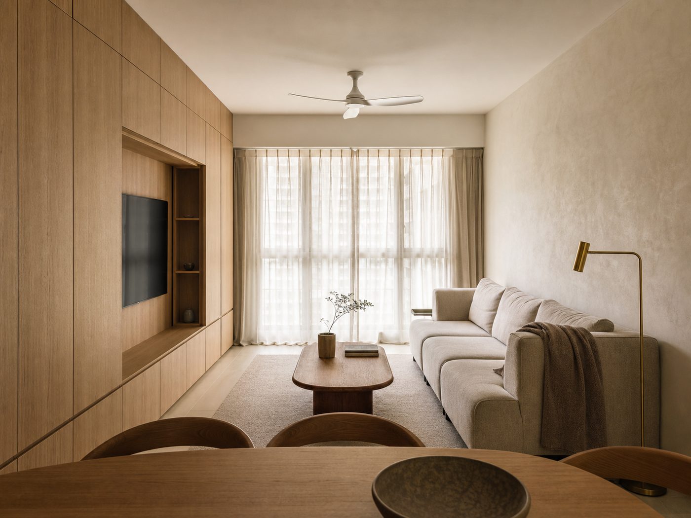 A completed HDB living room in Singapore